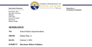 FTE Reporting Guidance from FLDOE (Memos re: Hurricane Helene and Hurricane Milton )