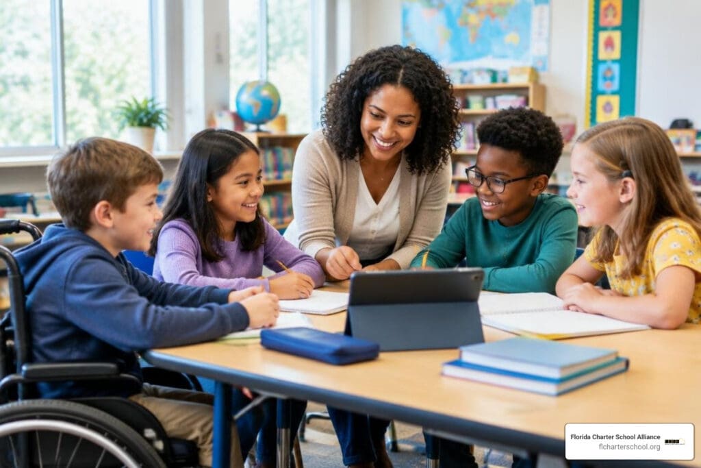 students learning together in an inclusive classroom