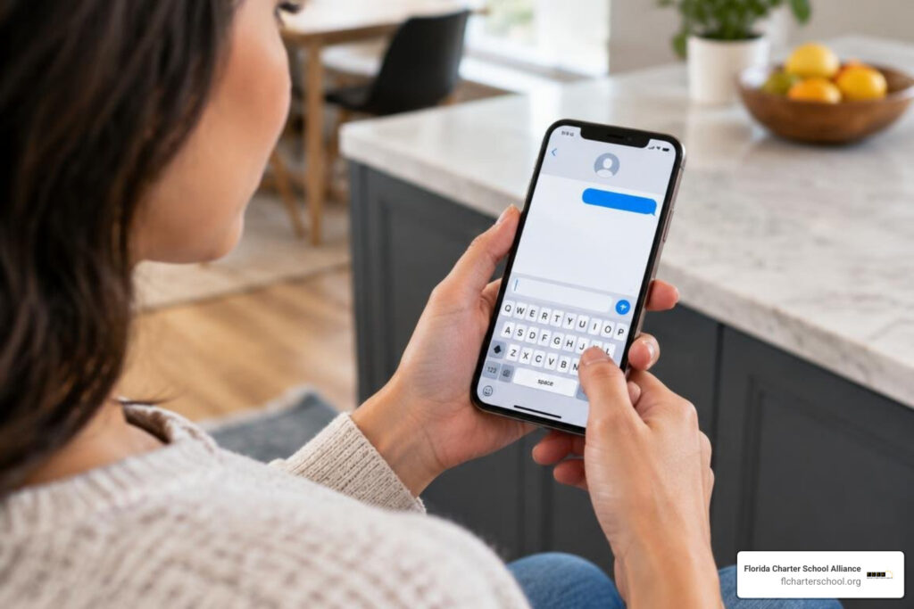person subscribing to text updates on a smartphone