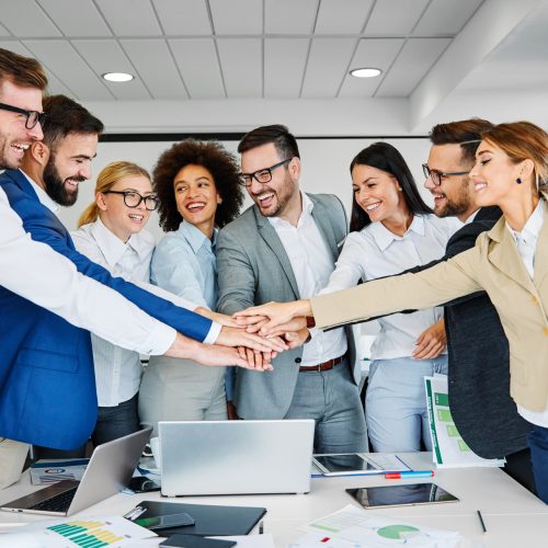 business people office unity teamwork partnership success